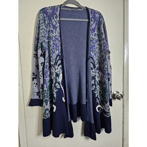 Women's DOR DOR Couture Floral Bohemian‎ Embroidered Open Cardigan Grannycore